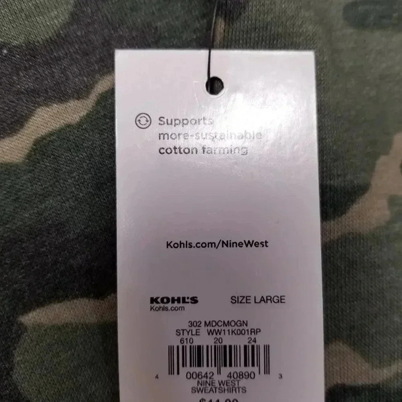 {Nine West} Ruffle Yoke Sweatshirt in Camo Print - Picture 12 of 13